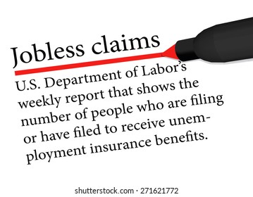 Vector Image - term underlined in red color by a pen of the Jobless Claims isolated on white background
