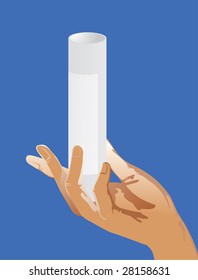 vector image of test tube in the right hand