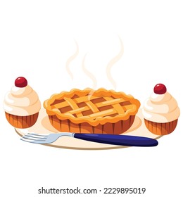 icono de pastel de día de agradecimiento de imagen vectorial con fondo blanco