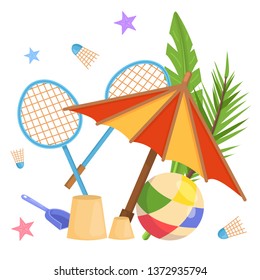 Vector image that capture the spirit of summer. Summer time. Modern promotion square web banner for social media mobile apps. Email ad newsletter layouts. Vector summertime concept Beach vacation, fun