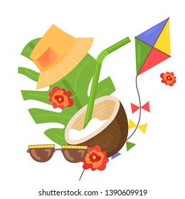 Vector image that capture the spirit of summer. Summer time. Modern promotion square web banner for social media mobile apps. Email ad newsletter layouts. Vector summertime concept Beach vacation, fun
