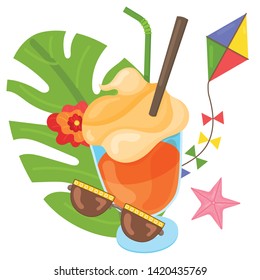 Vector image that capture the spirit of summer. Summer time. Modern promotion square web banner for social media mobile apps. Email ad newsletter layouts. Vector summertime concept Beach vacation, fun