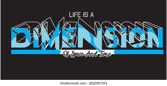 Vector image that says DIMENSION can be used for t-shirt screen printing and others