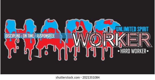 Imagen vectorial que dice que HARD WORKER se puede usar para la impresión de pantallas de camisetas y otras