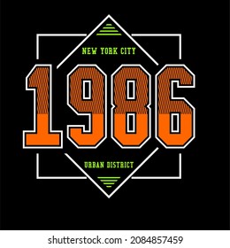 Vector image that says NEW YORK CITY 1986. Can be used for t-shirts or for other graphic purposes.