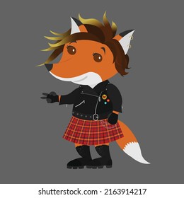 Vector image "The rebel fox" on gray background