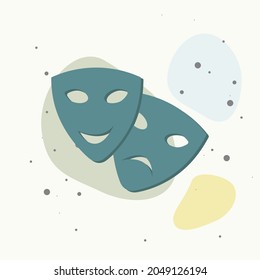 Vector Image Theatrical face mask. Drama and comedy, laughter and crying on multicolored background. Layers grouped for easy editing illustration. For your design.