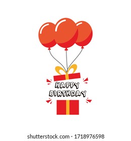 vector image with theme birthday gifts and balloons