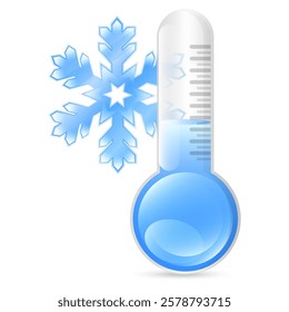 Vector image of thermometer in cartoon style. Weather forecast for heat or cold. Element for your design.