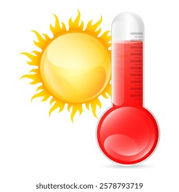 Vector image of thermometer in cartoon style. Weather forecast for heat or cold. Element for your design.