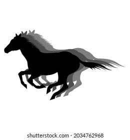Vector image of three black and gray horses running. Images as usual are used for logos.