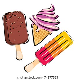 vector image of three different ice creams