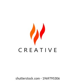 Vector image of three flames of various colors