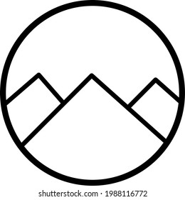 Vector image of three mountains logo with outline.