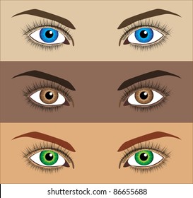 Vector image of three variations of woman eyes
