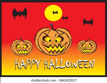 
Vector image of three watermelons used for halloween day.