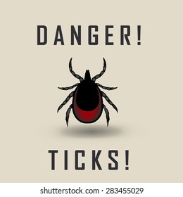 vector image of a tick drunk the blood - tick stop sign