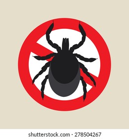 vector image of a tick in a red crossed-out circle - ticks stop sign
