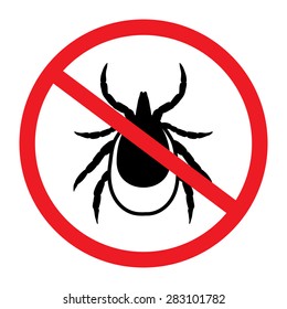 vector image of a tick in a red crossed-out circle - tick stop sign