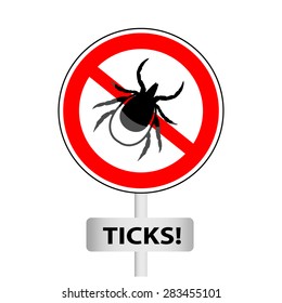 vector image of a tick in a red crossed-out circle - tick stop sign