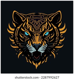 vector image tiger icon with black background