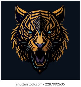 vector image tiger icon with black background