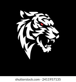 vector image of a tiger logo with red eyes