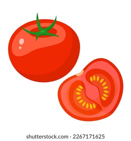 Imagen vectorial de un tomate. El concepto de una dieta saludable y un estilo de vida. Un producto maduro y delicioso. Un elemento luminoso para el diseño