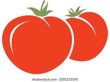 Vektorbild der Tomate. Lebensmittelkonzept. Frisch Reife saftige Tomaten. Tomate, flache Vektorgrafik auf weißem Hintergrund