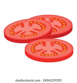 Vector Imagen de rodajas de tomate. Concepto de alimentos e ingredientes para cocinar. Elemento para su diseño