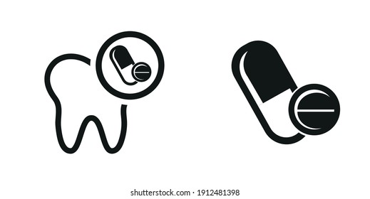 Vector image. Tooth pain medicine icon.