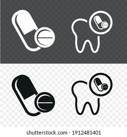 Vector image. Tooth pain medicine icon.