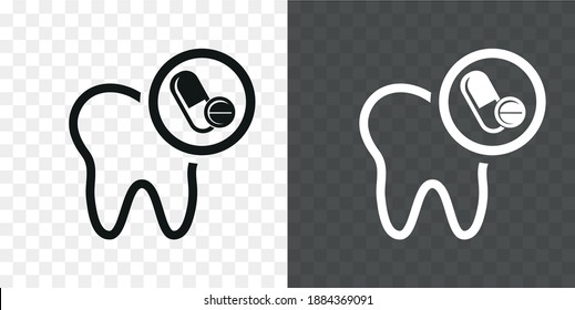 Vector image. Toothache pills icon.