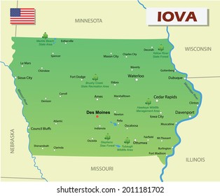 Vector image tourist map of Iowa (USA)