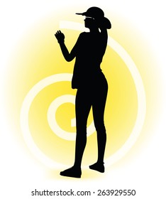 Vector Image -  Tourist woman silhouette with handbag and sunglasses