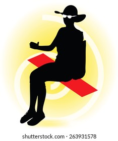 Vector Image -  Tourist woman silhouette with handbag and sunglasses 
