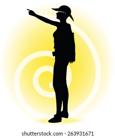 Vector Image -  Tourist woman silhouette with handbag and sunglasses