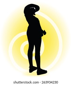 Vector Image - Tourist woman silhouette with handbag and sunglasses 