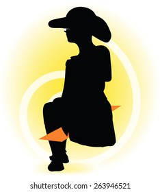 Vector Image -  Tourist woman silhouette with handbag and sunglasses 