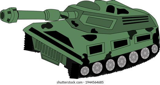 vector image of a toy tank in green and black on a white background