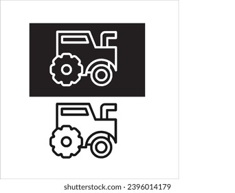 vector image of a tractor, black and white background