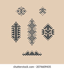 Vector image of traditional Berber tattoos. Sahara desert nomad ornament 