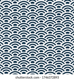 Vector image of traditional Japanese pattern, blue and white