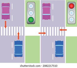Vector image traffic laws crosswalk