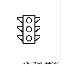vector image of a traffic light, black and white colors, black and white background