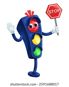 Vector image of a traffic light with a stop sign. For printed products, print, games.