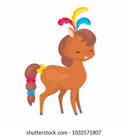 Vector image of a trained circus animal in cartoon style. Colorful illustrations isolated on white background.