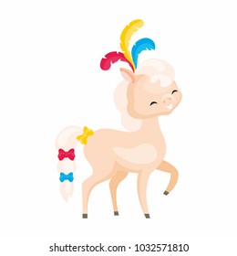 Vector image of a trained circus animal in cartoon style. Colorful illustrations isolated on white background.