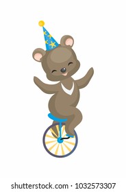 Vector image of a trained circus animal in cartoon style. Colorful illustrations isolated on white background.