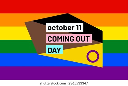 Vector image of the transgender, rainbow and intersex flag for october 11 coming out day